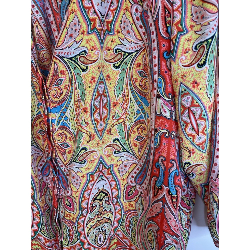 Peter Nygard womens Button Up Colorful Paisley Boho Blouse Size 16 - Picture 2 of 8